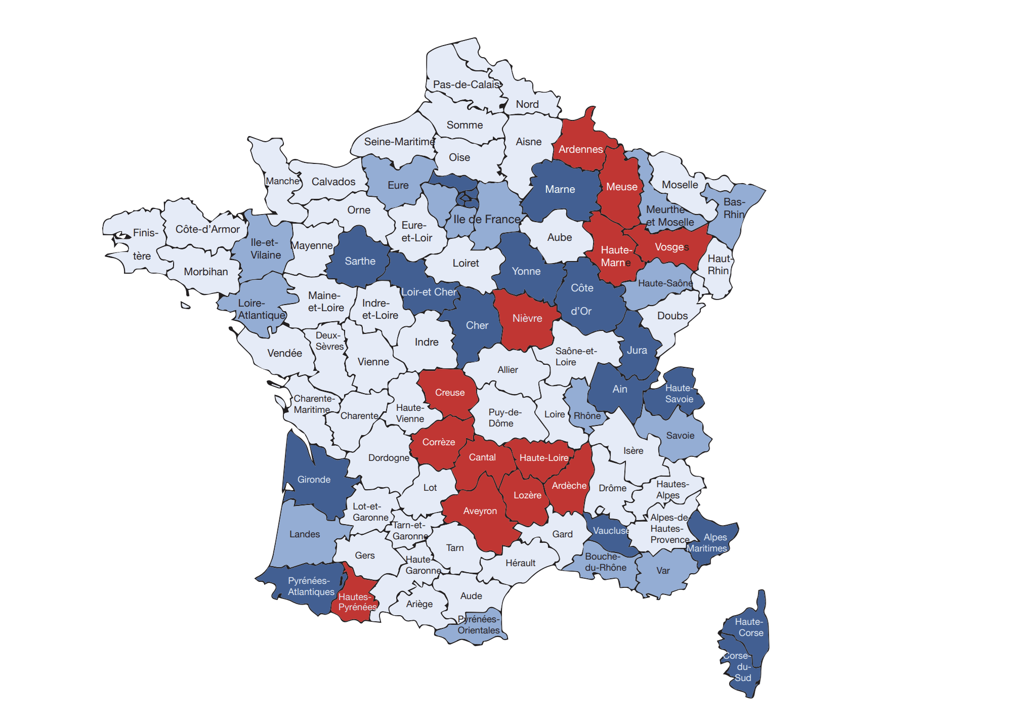 Carte des délais d'attente par département